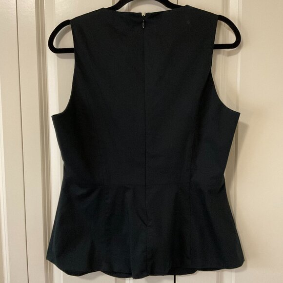 NY & Co 7th Ave Sleeveless Black Fitted Cotton Peplum Top, Size Medium - Picture 2 of 5
